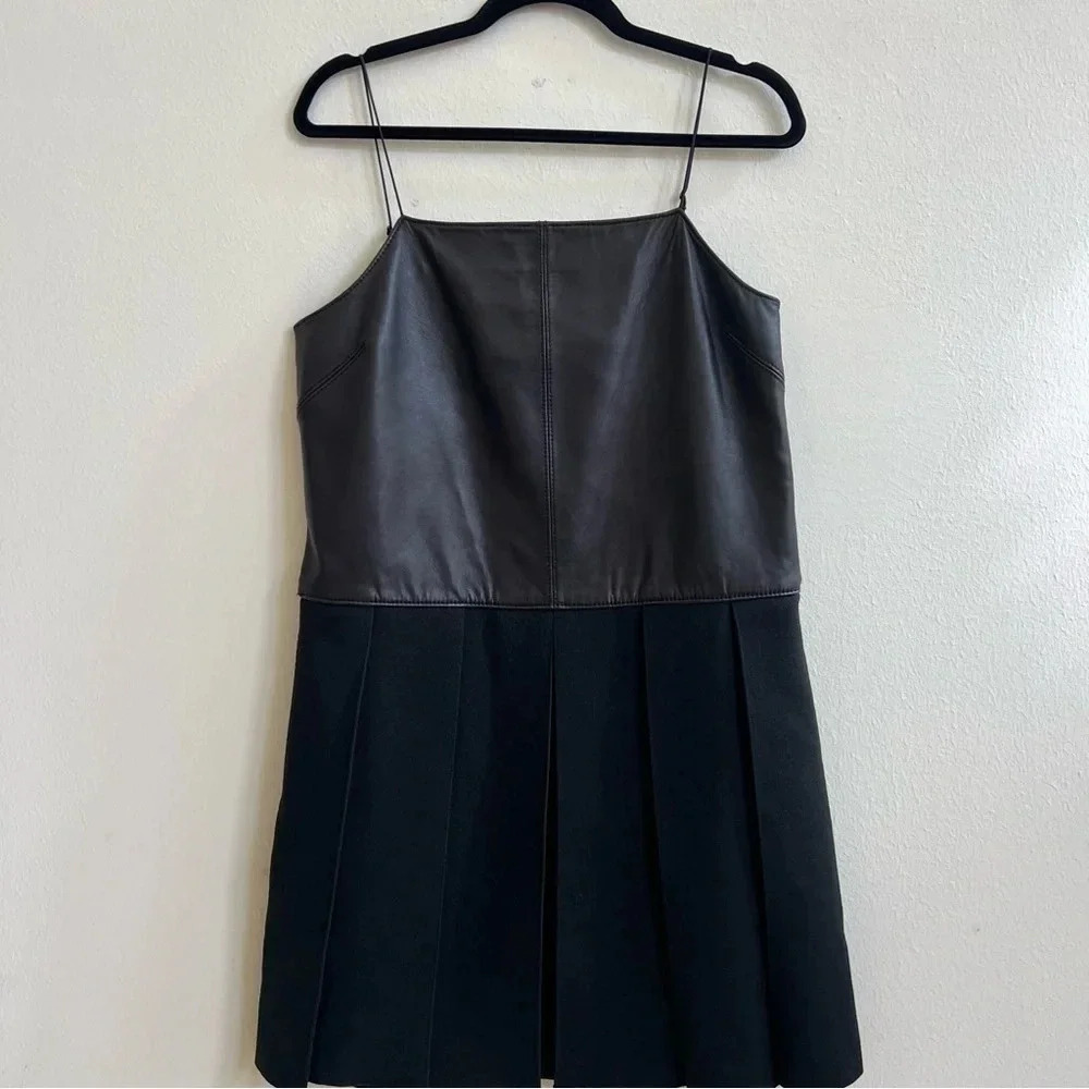Rag and Bone Paige Black Leather Dress Medium - Picture 2 of 3